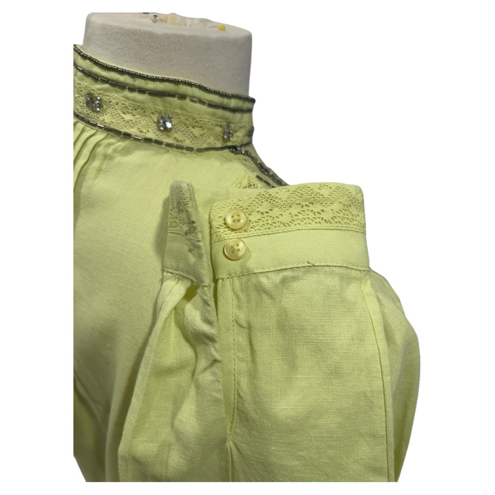 Lime Green & Rhinestone Pilcro Blouse by Anthropologie Size XS - Picture 5 of 10